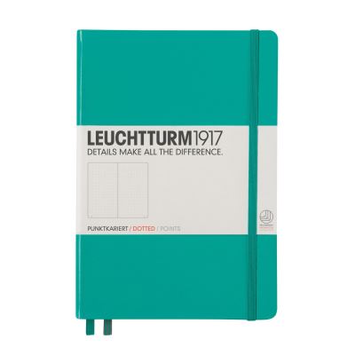 Carnet Leuchtturm 1917 Medium (A5) Couverture Rigide, 249 Pages Numérotées, Pointillés, Vert Émeraude