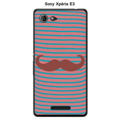 Coque Sony Xpéria E3 - Marinière Moustache - 3 Marsala