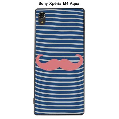 Coque Sony Xpéria M4 Aqua - Marinière Moustache - 5 Strawberry Ice