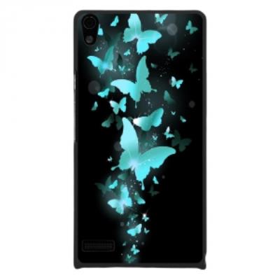 Coque rigide pour Huawei Ascend P6 avec impression Motifs papillons bleus