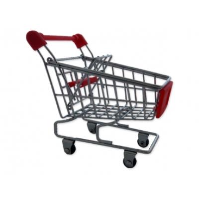 Chariot de supermarché miniature pour bureau rouge déco maison accessoire insolite original