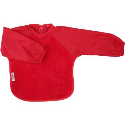 Silly billyz bavoir - manches longues coton avec col-anti fuite - rouge - 6-24 mois