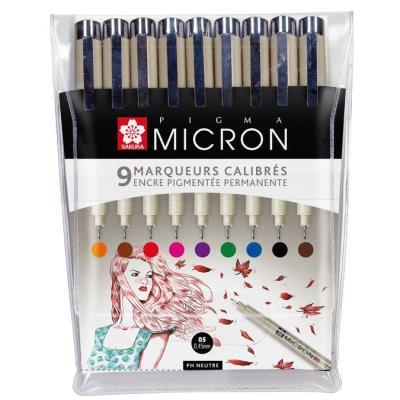 Feutre calibré Pigma Micron 05 - 9 couleurs assorties