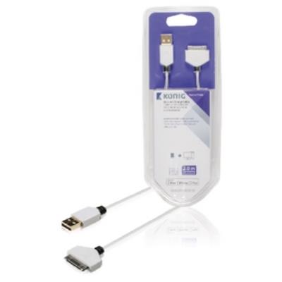 Câble de synchronisation et de charge, station daccueil 30broches mâle vers usb 2.0 a mâle, 2m, blanc könig