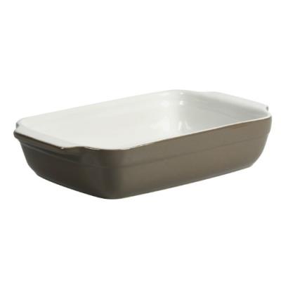 Crealys 512728 plat à four rectangulaire avec anses céramique taupe 25 x 15 x 5 cm