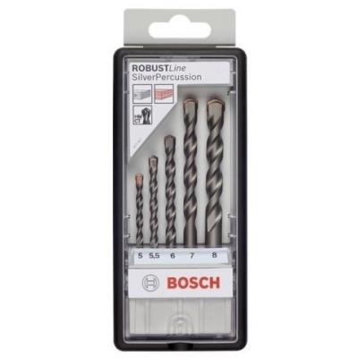 Mèche, Foret et Burin Bosch Set De Forets pour Béton - Tige Cylindrique - 5 Mm, 5.5 Mm, 6 Mm, 7 Mm, 8 Mm - Lot De 5