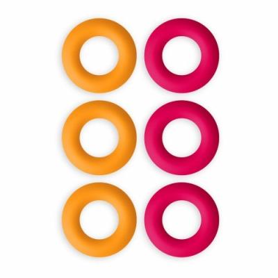 CONTENTO LOOP DESSOUS DE PLAT, LOT 6 ANNEAUX ORANGE/ROUGE SILICONE