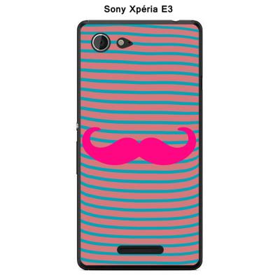 Coque Sony Xpéria E3 - Marinière Moustache - 3 Rose Intense
