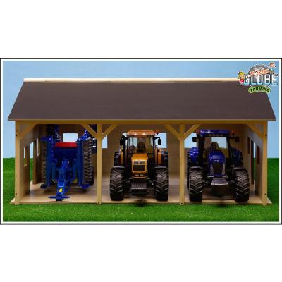 Van Manen 610340 Kids Globe By Toys World - hangar en bois pour 3 tracteurs à l'échelle 1:16