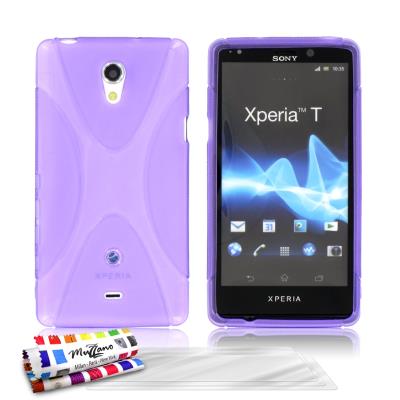 Coque Souple ORIGINALE Ultra Fine Violet , Le X, Premium de MUZZANO pour SONY LT30 + 3 Protections Ecran UltraClear Pour SONY LT30