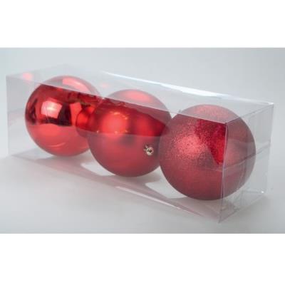 Set de 3 boules 12 cm de coloris rouge 5bop105ro