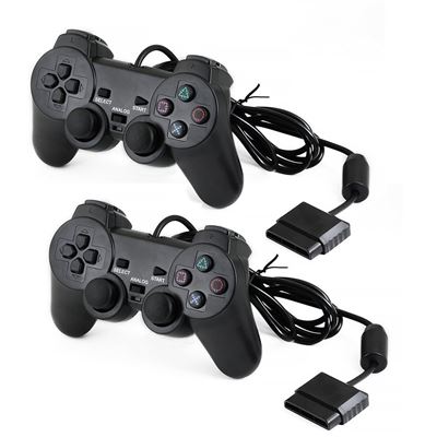2pcs QUMOX Manette Dual Shock Contrôleur Compatible Pour Playstation 2 / Ps2 Noire - manette compatible
