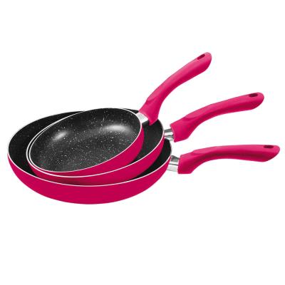 Set de 3 poêles framboise aspect pierre - MEN124F