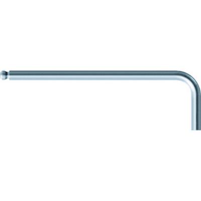 Clé coudée à 6 pans, à tête sphérique, modèle long, lame à 6 pans chromée, Cote s/plats : 3 mm, Long. des branches 126 x 20 mm