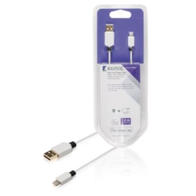 Câble de synchronisation et de charge, lightning mâle 8broches vers usb 2.0 a mâle, 1m, blanc könig