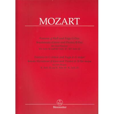 Partitions classique BARENREITER MOZART W. A. - FANTASIE G-MOLL UND FUGE G-DUR KV ANH. 32 UND KV ANH. 45 / SONATENSATZ (GRAVE UND PRE Piano