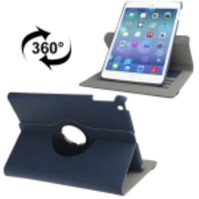 Ipad 5 (Air) : Coque Housse de Protection Cuir Bleu Foncé  Texture Lisse  Avec Porte Carte De Crédit Intégré Rotation 360°