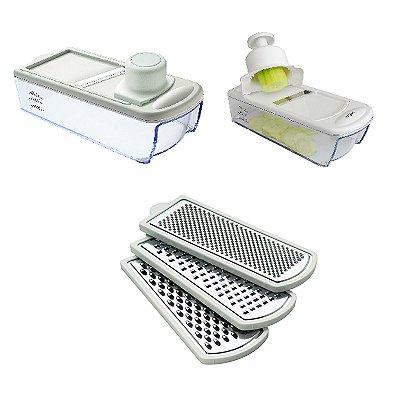Râpe mandoline : Mandolinetta - 4 grilles, bac avec poussoir