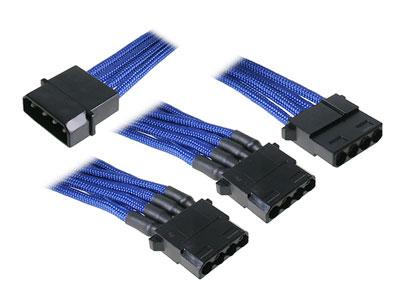 BitFenix Alchemy Premium Modding Series Multisleeved Cable - Splitser voor stroom - 4-PIN interne voeding (M) naar 4-PIN interne voeding (V) - 60 cm - blauw
