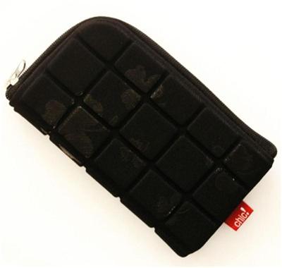 Etui Pochette Horizontal en Tissu Matellassé Imprimé Fantaisie Trefle - Couleur Noir pour le Sony Ericsson  S700i
