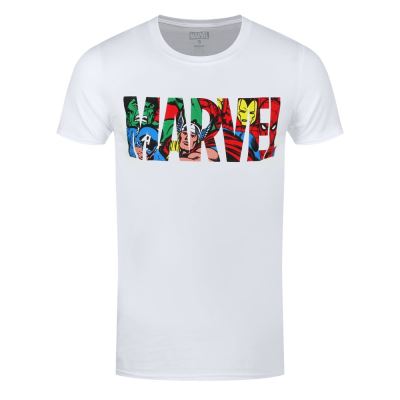 Marvel Comics T-Shirt Logo Infill Design Homme Blanc