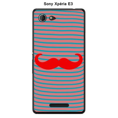 Coque Sony Xpéria E3 - Marinière Moustache - 3 Rouge Intense