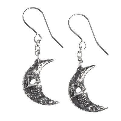 Alchemy Gothic Croissant Tragic Lune Dangle Boucles d'oreilles en étain