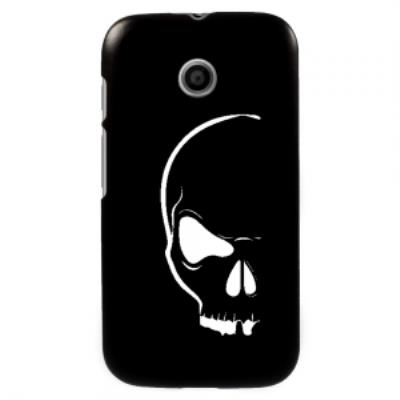 Coque noire pour Motorola Moto E motif crâne blanc