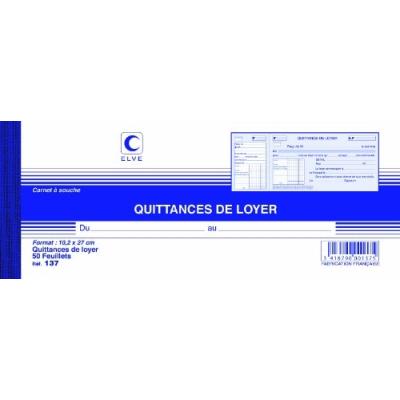 Elve carnet à souche quittances de loyer 105 x 270 mm 50 feuillets 137