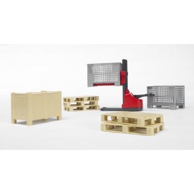 BRUDER - 2415 - VÉHICULE MINIATURE - ENSEMBLE LOGISTIQUE - TIREPALETTE, PALETTES, CAISSES