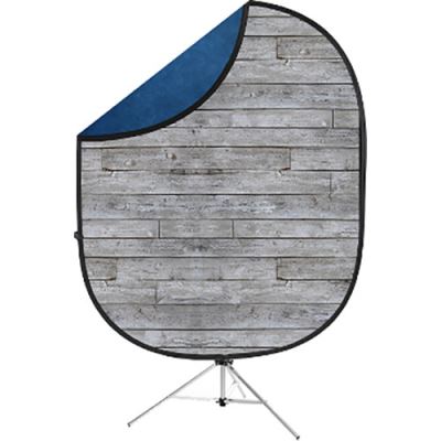 Savage Collapsible 5 x 7' Toile de fond avec 8' Kit Stand (Gray Pine / Bleu)