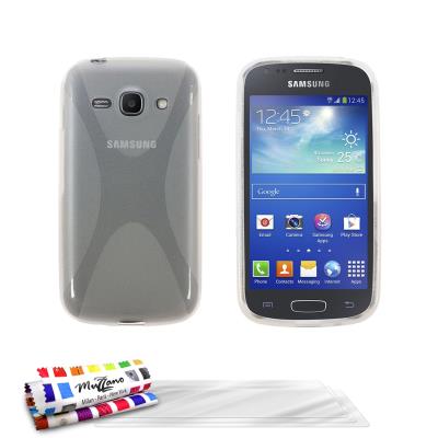 Coque Souple ORIGINALE Ultra Fine Transparent , Le X, Premium de MUZZANO pour SAMSUNG GALAXY ACE 3 + 3 Protections Ecran UltraClear Pour SAMSUNG GALAXY ACE 3