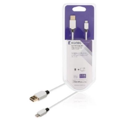 Câble de synchronisation et de charge, lightning mâle 8broches vers usb 2.0 a mâle, 2m, blanc könig