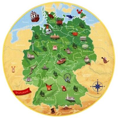 Böing carpet tapis rond représentant la carte de lallemagne diamètre 100 cm
