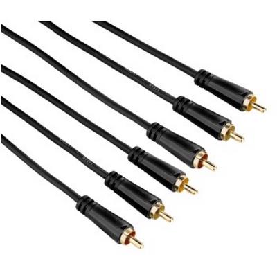 Hama-câble audio/vidéo, 3 rca mâles - 3 rca mâles, plaqué or, 5 m