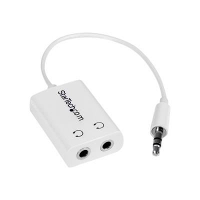 StarTech.com White Slim Mini Jack Headphone Splitter Cable 3.5 to 2x 3.5mm - diviseur pour casques - 15.23 cm