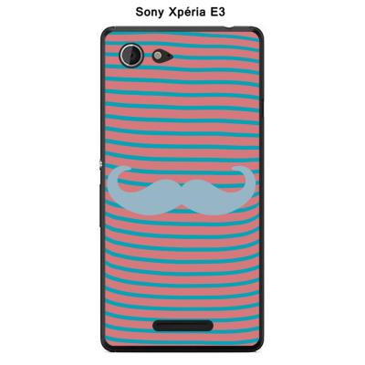 Coque Sony Xpéria E3 - Marinière Moustache - 3 Aquamarine