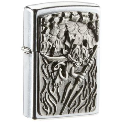 ZIPPO BRIQUET, LITTLE DEVIL, 3-D EMBLÈME, CHROMÉ