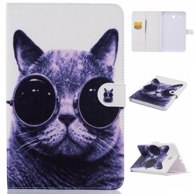 Etui en PU pour Samsung Galaxy Tab E 9.6 T560 - Cat Wearing Glasses
