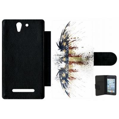 Etui porte feuille sony xperia c3 et c3 dual aigle americain grunge
