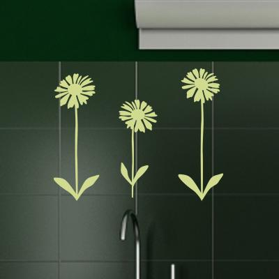 Pick and Stick Sticker Mural Trio de fleurs - 60 x 80 cm, Noir