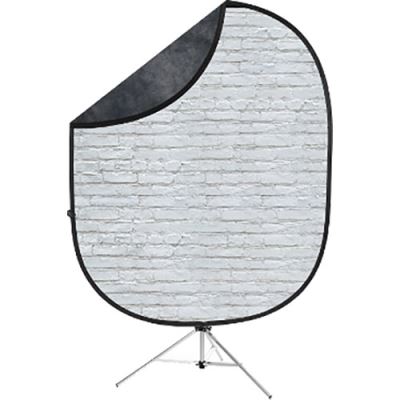 Savage Pliable 5 x 7' avec 8' Backdrop Kit Stand (Blanc Brique / Gris foncé)