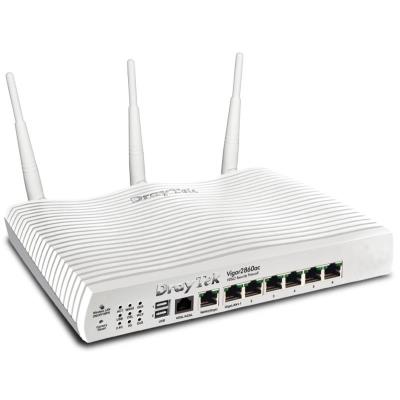 Draytek vigor 2860ac, routeur dual wan vdsl adsl (annex a) et gigabit, avec wifi , vpnx32, 802.11ac dual band wlan, usb