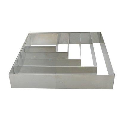 Cercle à entremets carré en inox, Longueur 12 cm