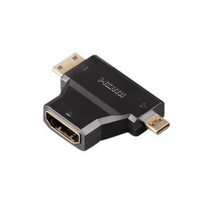 Hama-adaptateur hdmi™, femelle type a - mâle type c (mini)/d (micro), plaqué or