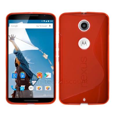 Housse etui coque pochette silicone gel fine pour Google Motorola Nexus 6 + film ecran - ROUGE