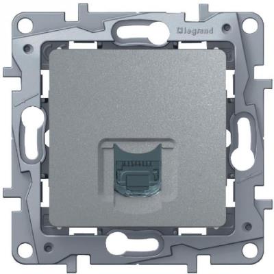 Legrand prise rj 45 cat. 6 ftp niloé gris avec enjoliveur finition argent leg96681
