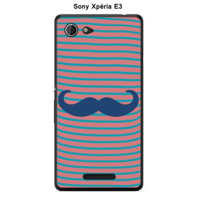 Coque Sony Xpéria E3 - Marinière Moustache - 3 Classic Blue