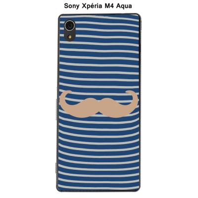 Coque Sony Xpéria M4 Aqua - Marinière Moustache - 5 Toasted Almond