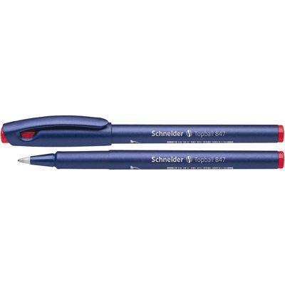 SCHNEIDER - Stylo roller TOPBALL 847, rouge, largeur de tracé: 0,5 mm, couleur du corps: métal bleu / rouge -8472